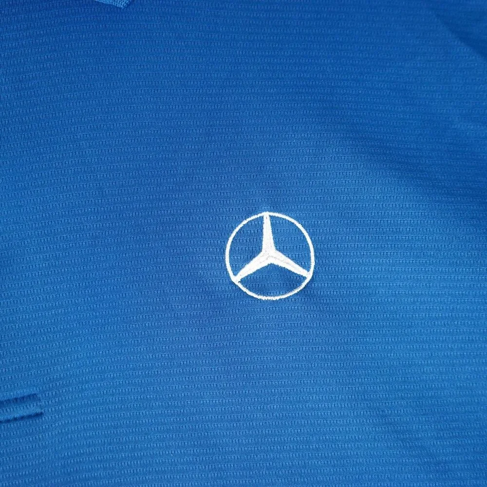 Mercedes-Benz Links Edition Polo Shirt Blue Embroidered Logo Men's Large